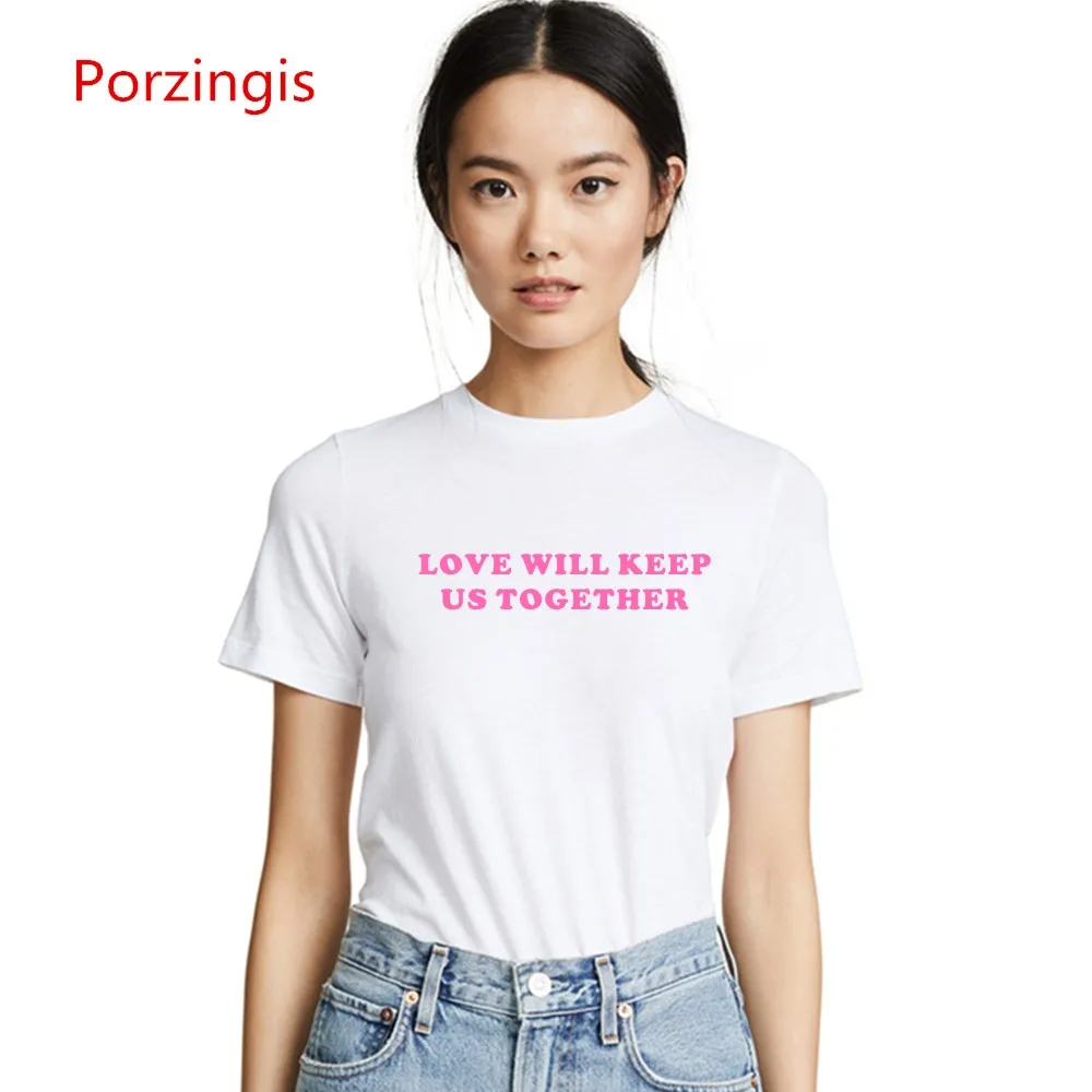 Женская футболка Porzingis женская с надписью Love Will Keep Us или Tears женские топы