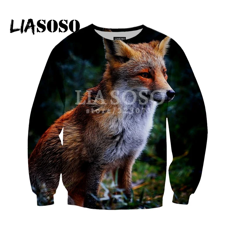 LIASOSO Новый Модный свитшот для мужчин и женщин милый с лисой 3D принтом брендовая