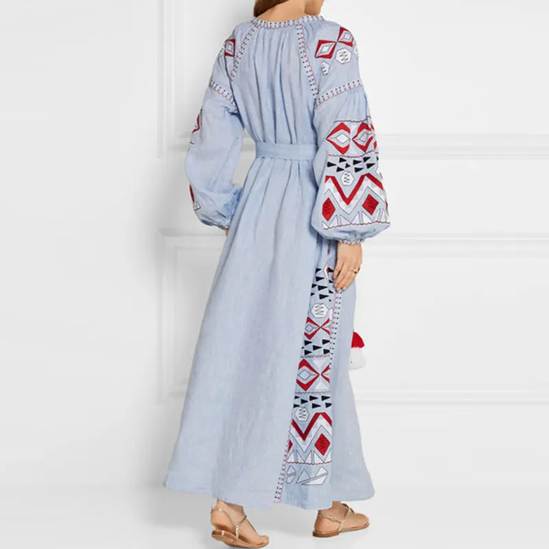Платья из хлопка и льна на осень зиму 2018 винтажный этнический фонарь с кисточками