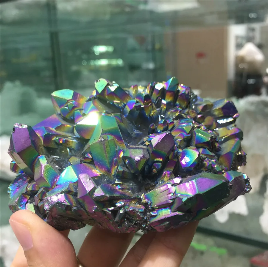 

HOT! Beautiful colorful aura quartz crystal cluster electroplate natural stones and minerals for home decor or party decoration