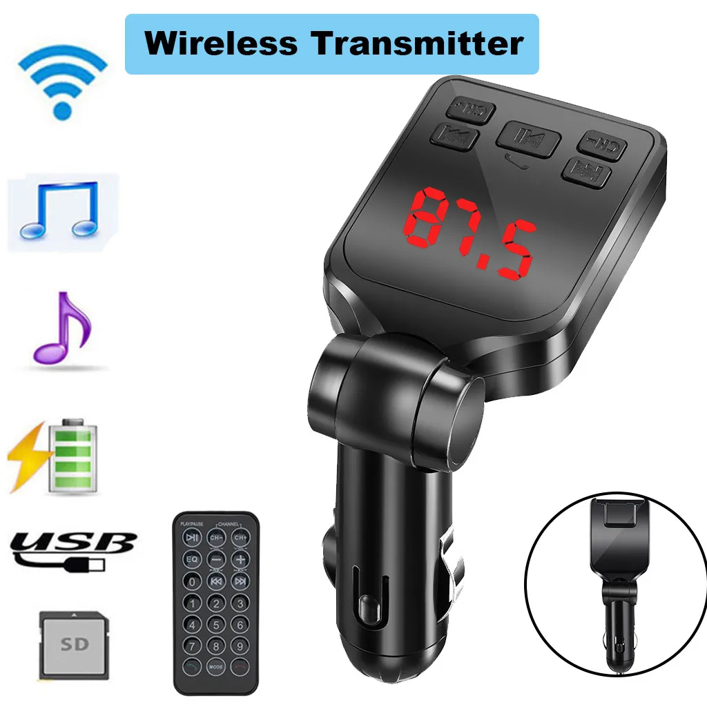 Новый 12V Blueteeth Беспроводной FM передатчик MP3 плеер Handsfree Car Kit USB TF/SD/пульт