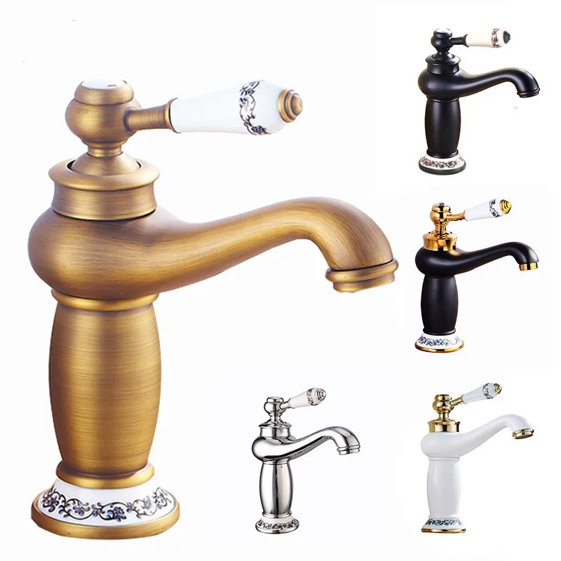 Смеситель для раковины ванной комнаты античная благородная бронза роскошные