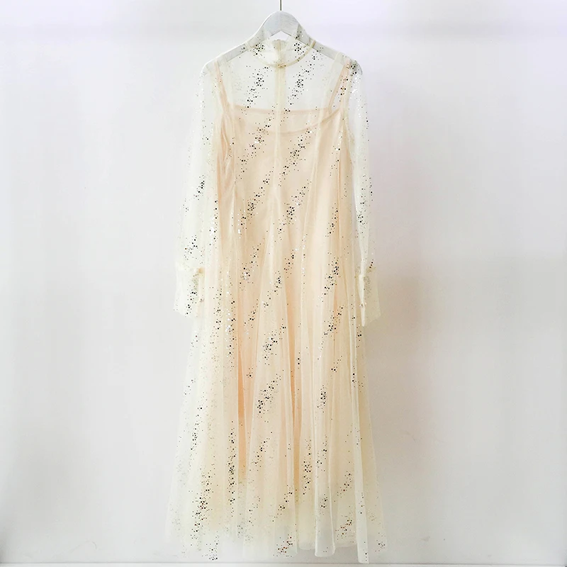Женское Сетчатое платье с блестками 5 цветов весна-лето-осень Элегантные