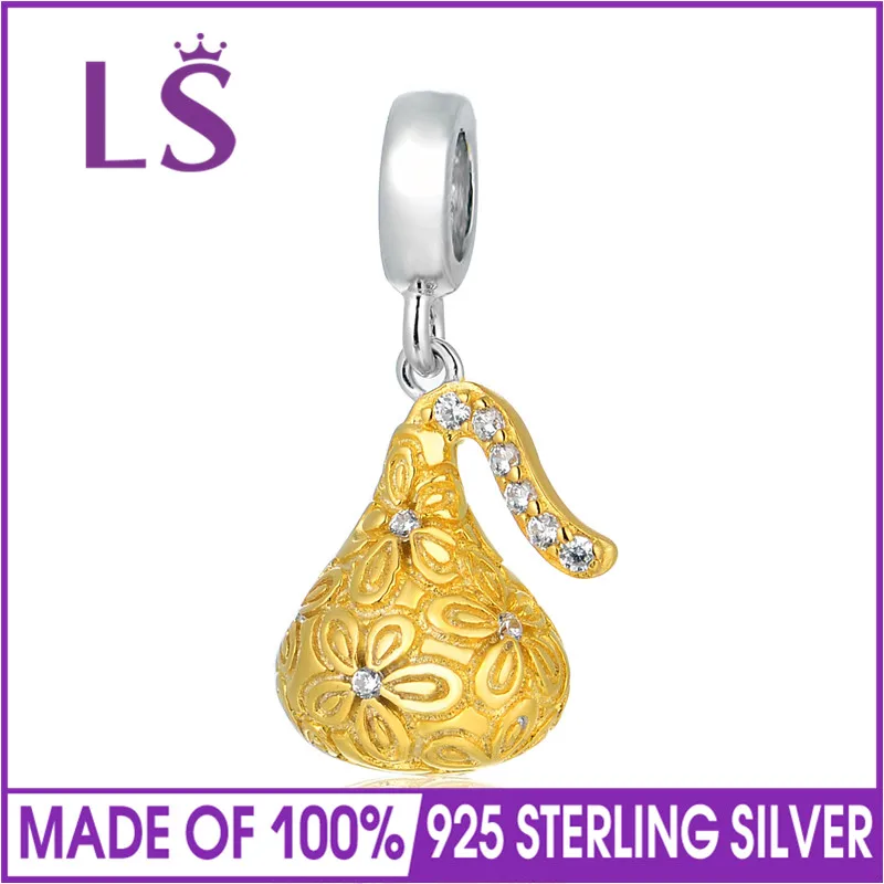 LS 1 4 k G. old Plated Sweet Chocolates Bead Charm для женщин ювелирное изделие модный 925 Серебряный