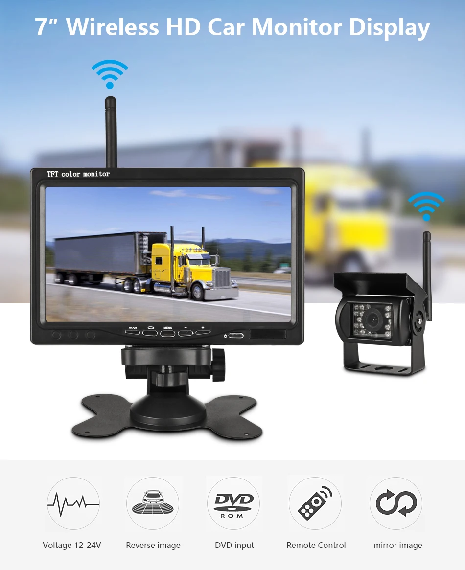 Jansite " TFT lcd беспроводной автомобильный монитор дисплей камера s камера заднего вида парковочная система для автомобиля заднего вида Мониторы Поддержка DVD VCD