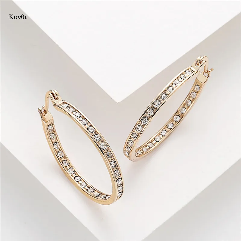 Ослепительные большие серьги кольца прозрачный кристалл для женщин Элегантный