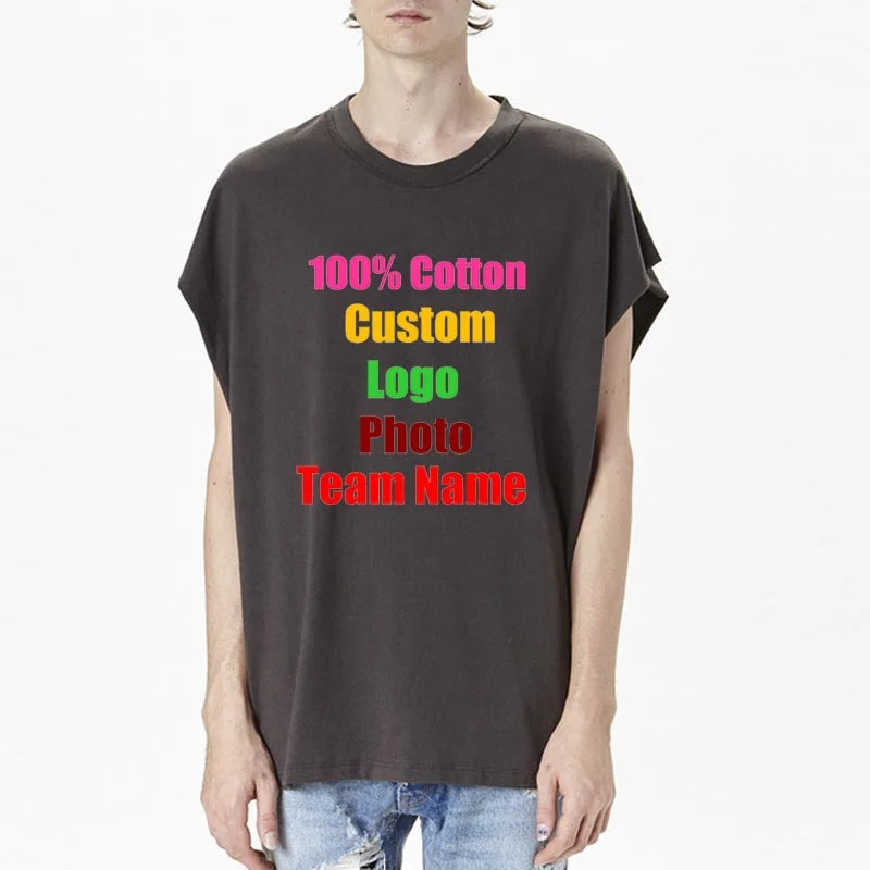 Пользовательские логотип фото текст печатных мужские майки Топ жилет высокое