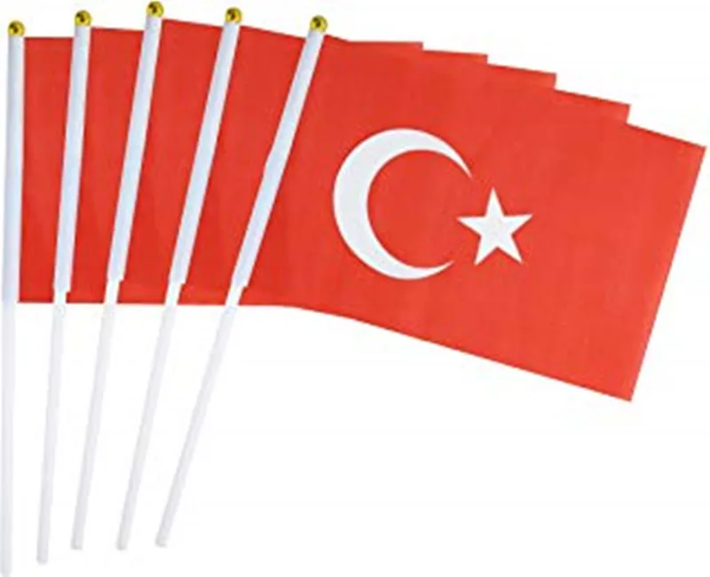Turkey 5 шт./лот флаги для рук с полюсом 14*21 см Анголы Кот-д 'ор Доминика Джордан Панама Филиппины пуерто-Рико Турция - Цвет: Turkey