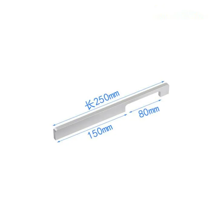 Length 250mm LCH твердого алюминиевого сплава вытяжной шкаф ручка черная отделка отверстие расстояние 150 мм алюминиевый цвет - Цвет: Length 250mm