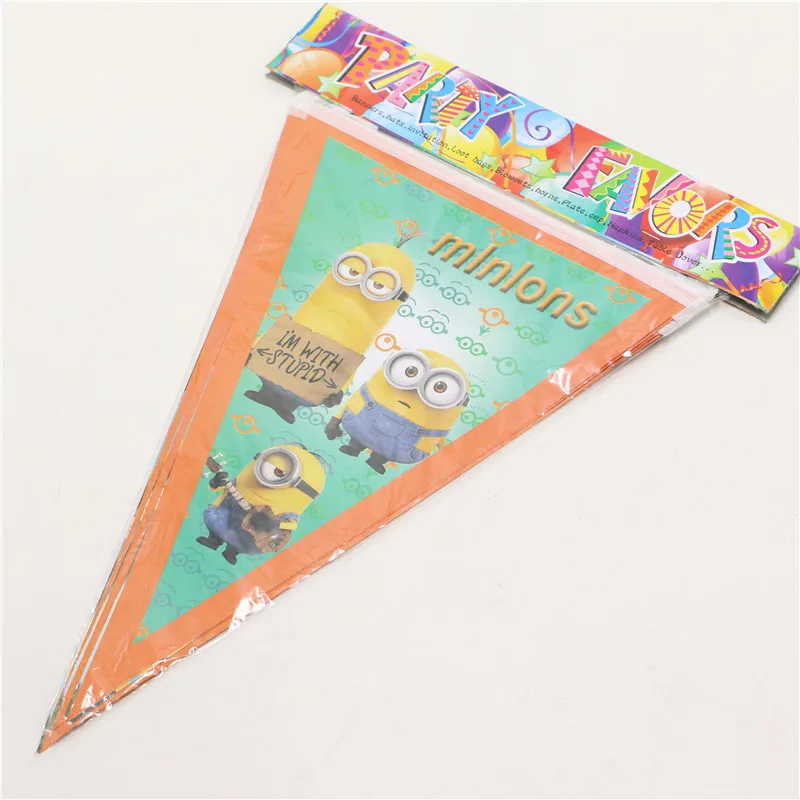 10 шт./линия Гадкий я Миньоны мультфильм бумажные флажки украшения в виде флагов