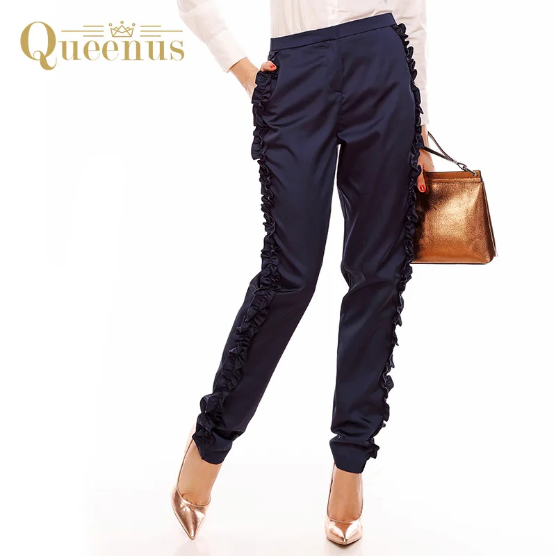 Queenus 2017 Для женщин Брюки для девочек осень зима Офисные женские туфли