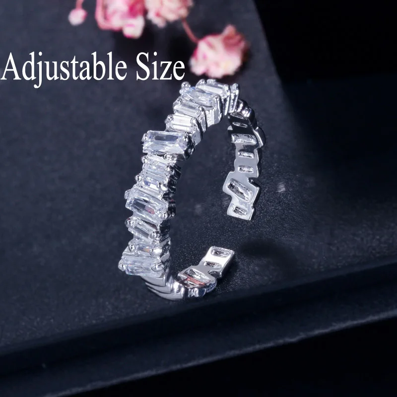 Adjustable Size CWWZircons Stack Skinny Micro Pave CZ Модные женские обручальные свадебные вечерние кольца с кубическим цирконием наборы ювелирных изделий подарок R127 - Цвет основного камня: Adjustable Size