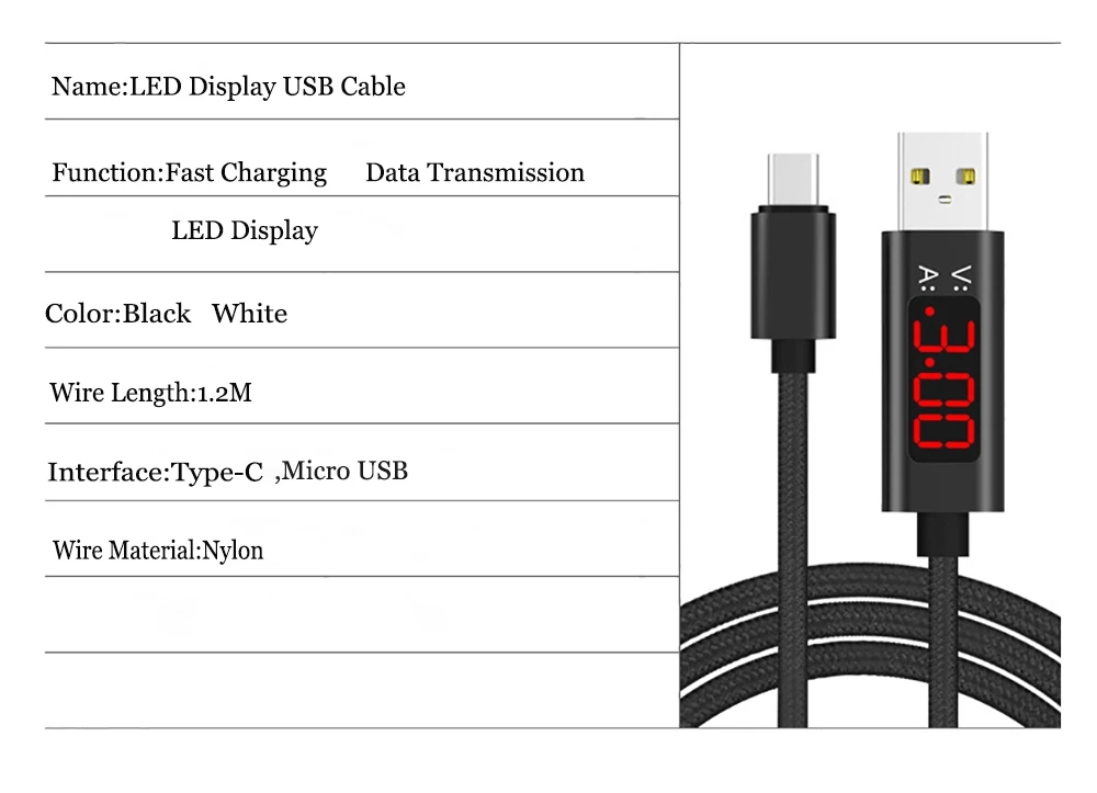 Светодиодный кабель USB с цифровым дисплеем type C Micro usb кабель для xiaomi huawei samsung Быстрая зарядка USB C кабель для мобильного телефона