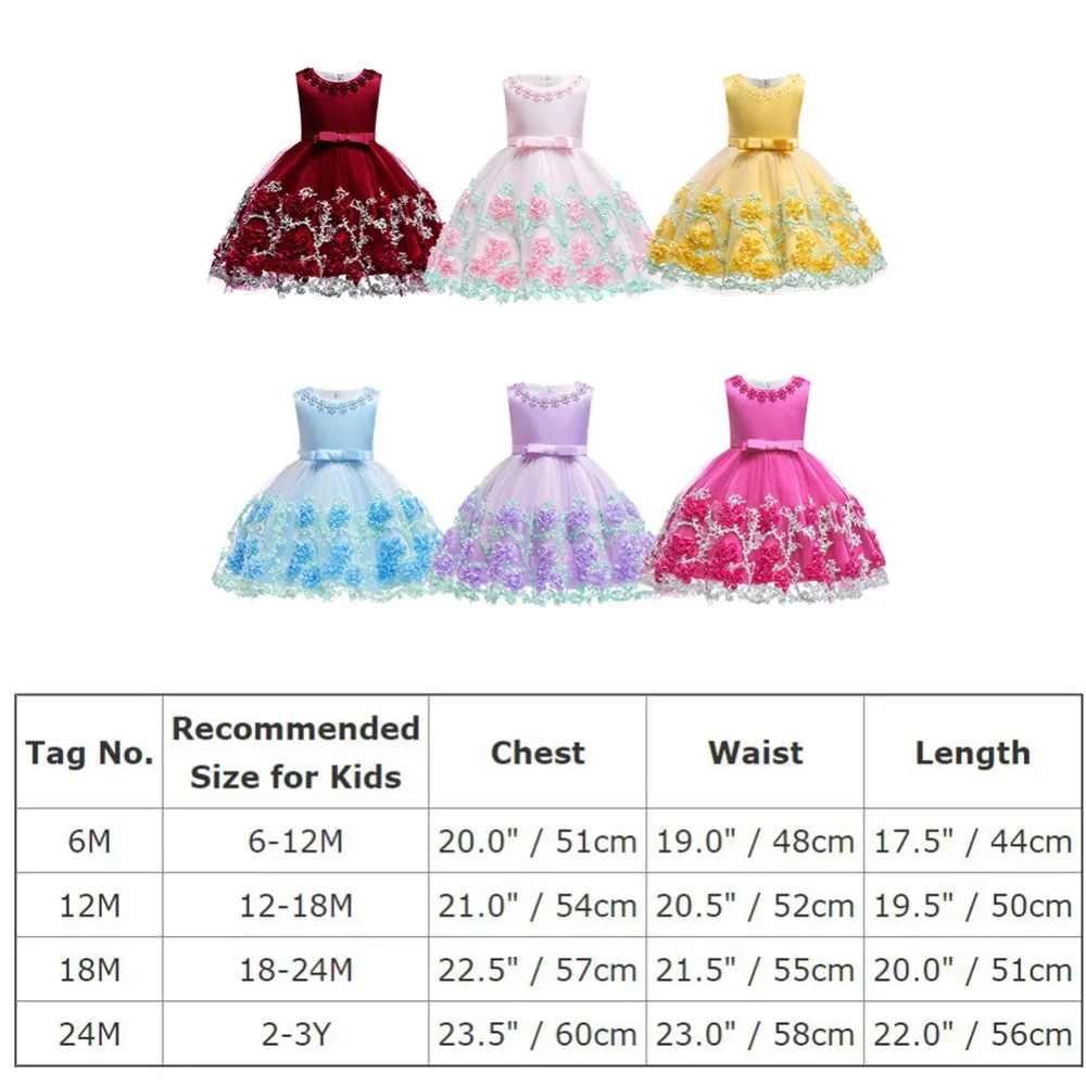 

3D Flower Baby Girls Baptism Dress for Toddler Birthday Party Wedding Christening Bridesmaid Gown Dress Baby Girls Clothes 6M-3Y