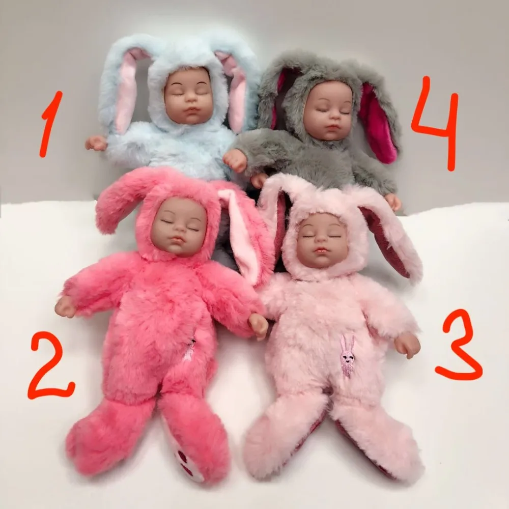 Mishatoys-muñecas de peluche de conejo durmiente para niñas y niños, bonito conejo de pascua, regalo de cumpleaños, 25cm