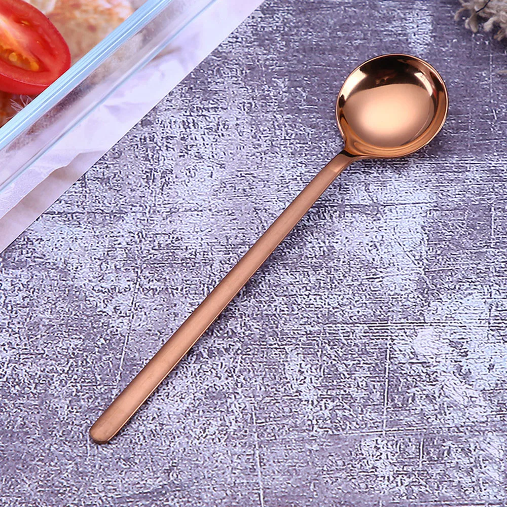 Rose Golden 304 кофейные ложки из нержавеющей стали, красивые чайные ложки, десертные золотисто-черные кофейные ложки, красочные ледяные ложки, кухонные принадлежности - Цвет: Rose Golden