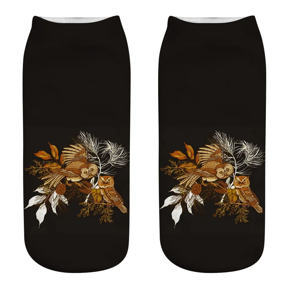Дышащие Модные забавные Носки с рисунком совы удобные повседневные носки 3D