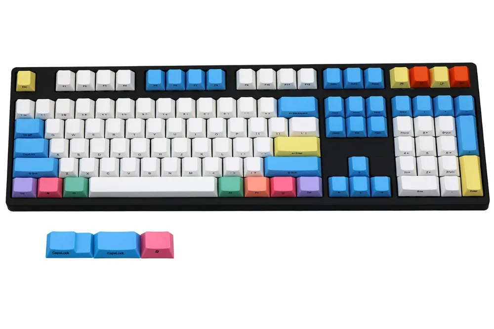 Цветная мела 108/138 клавиш механическая клавиатура PBT keycaps Вишневый профиль ANSI раскладка просто клавиша не клавиатура