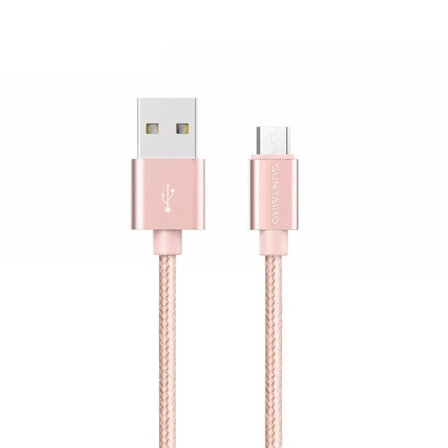 10-Pack Suntaiho Micro USB кабель 2.4A нейлоновый Плетеный USB кабель для зарядки для samsung Xiaomi huawei htc - Цвет: Nylon rose