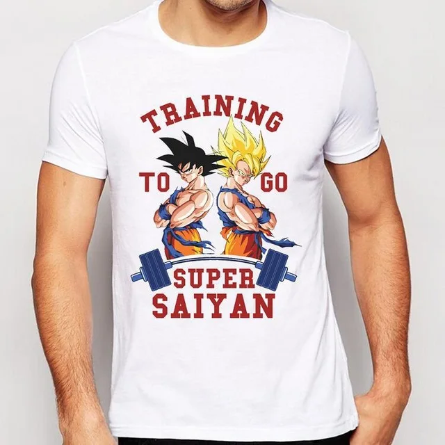 2017 Мужская одежда модная японская аниме Dragon Ball Z футболка Супер Saiyan с принтом сын