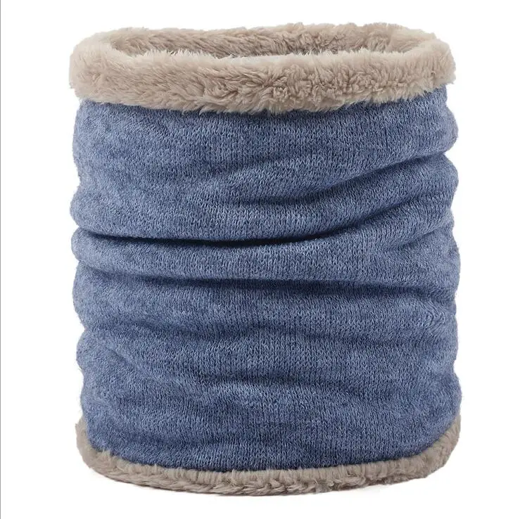 Однотонные вязаные шарфы бесконечности с бархатом внутри женский зимний