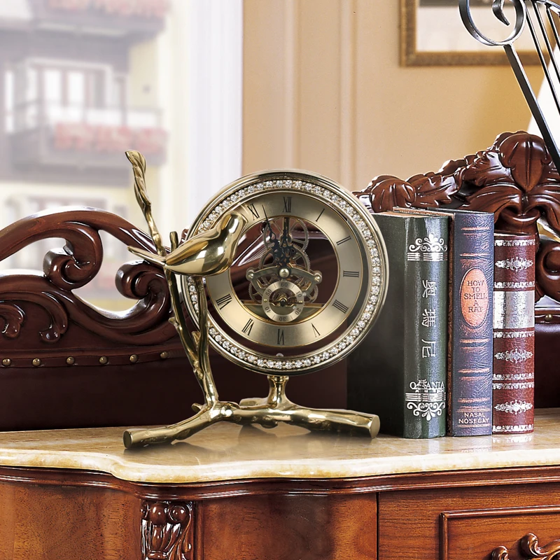 Креативные медные часы с птицей гостиной ТВ кабинет украшение стола креативные