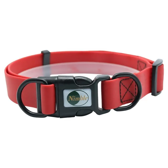 red collar Собачий поводок, ошейник для собак, ПВХ, водонепроницаемый поводок для собак, анти-грязный, легко чистится для больших и маленьких собак, Щенячий ошейник, поводок товары для животных - Цвет: red collar