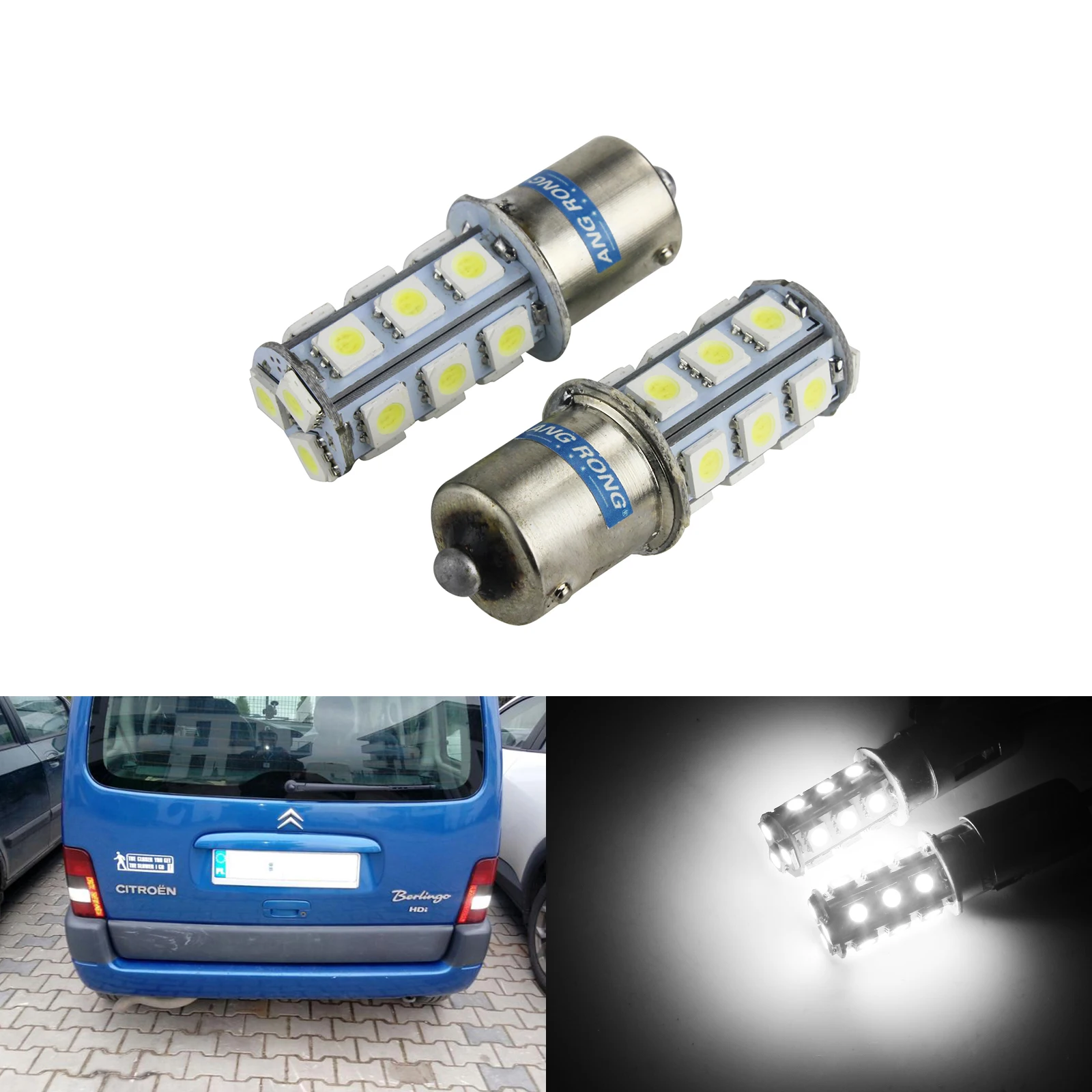 

Светодиодный стоп-сигнал ANGRONG, 2 шт., 382 P21W, 1156, 18 SMD, стоп-сигнал, лампа заднего хода, 12 В постоянного тока