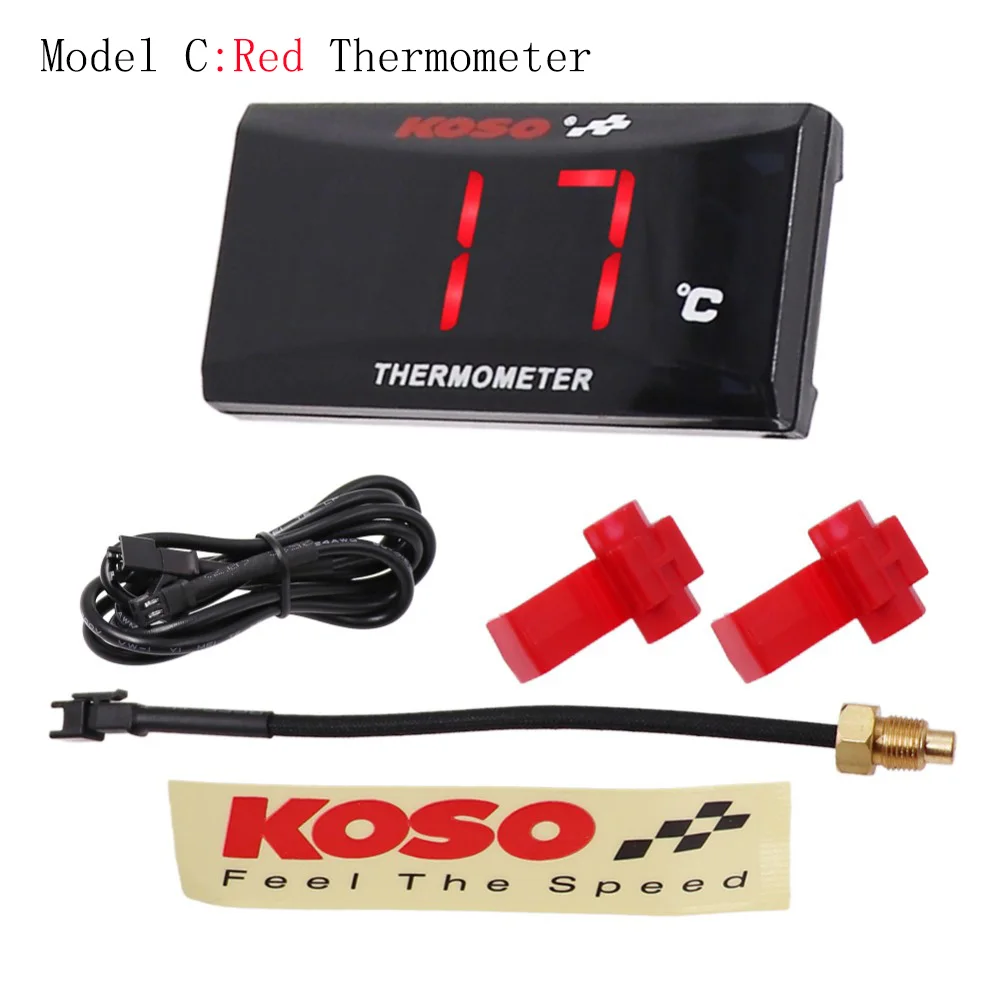 Red LED Thermometer Koso мотоциклетный датчик температуры Универсальный цифровой датчик температуры воды для Yamaha MT 07 NMAX BWM Kawasaki Moto термометр - Цвет: Red LED Thermometer