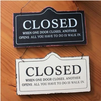 creative european styled closed open double faced hanging door sign plate vintage wood house decorative door plates for shops