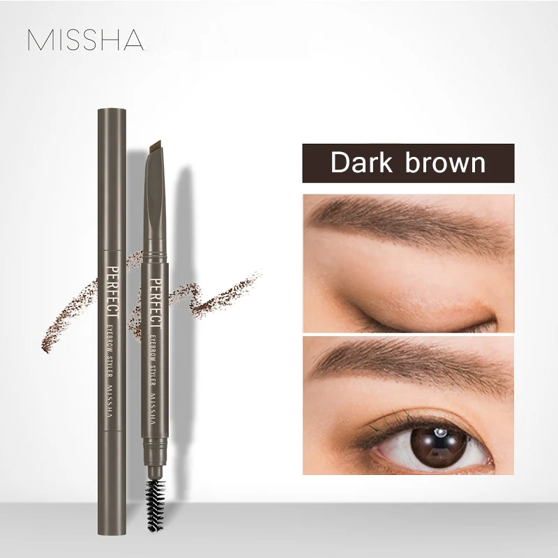 2-Dark brown MISSHA, стайлер для бровей, стойкая краска для татуировки бровей, Водостойкий карандаш для бровей, макияж, 4 цвета на выбор - Цвет: 2-Dark brown