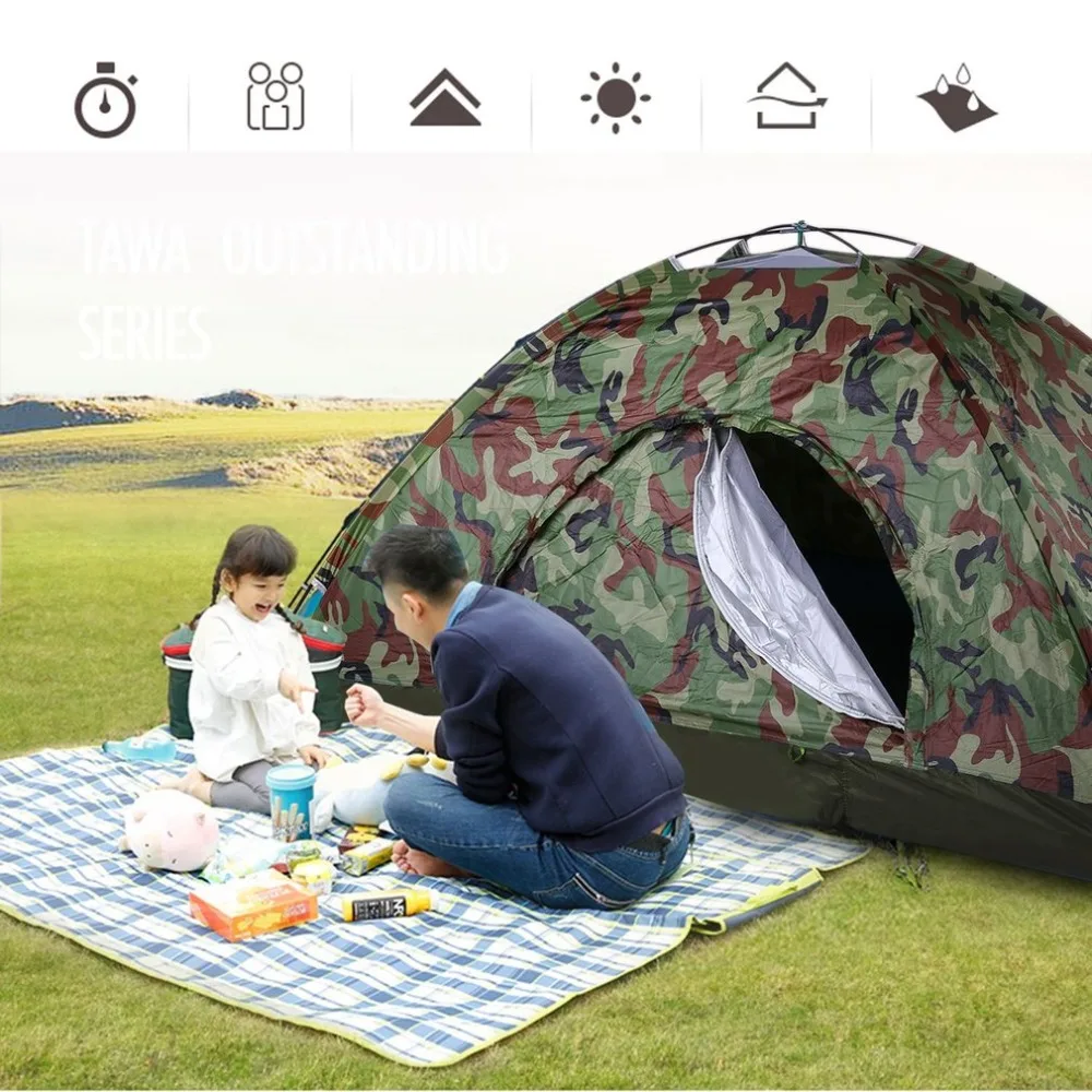 Открытый Портативный однослойный кемпинг палатка Wigwam Камуфляж 3-4 человек водонепроницаемый легкий пляж Рыбалка Охота горячая распродажа