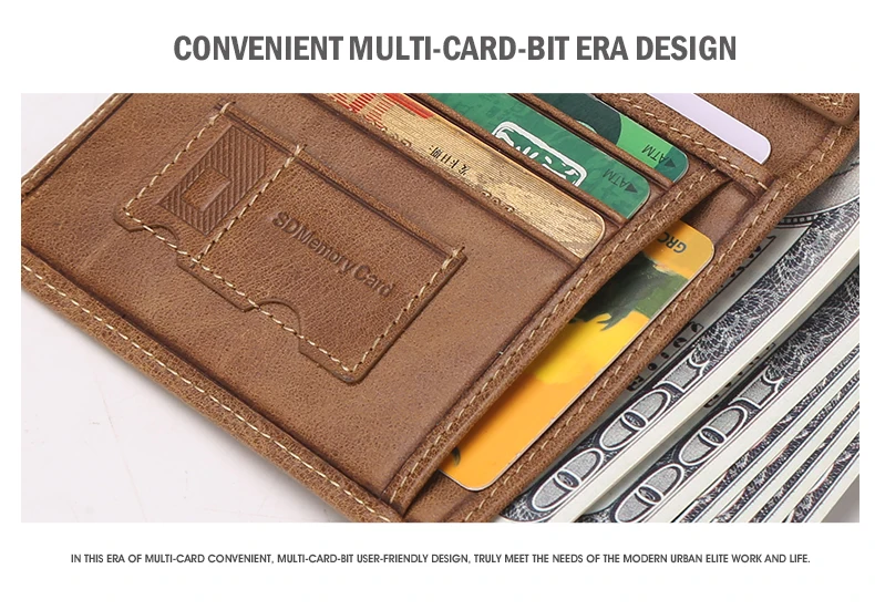 BISON DENIM Genuine Leather RFID wallet Men red brown vintage purse card holder Brand men wallets dollar price Male Purse 4361
