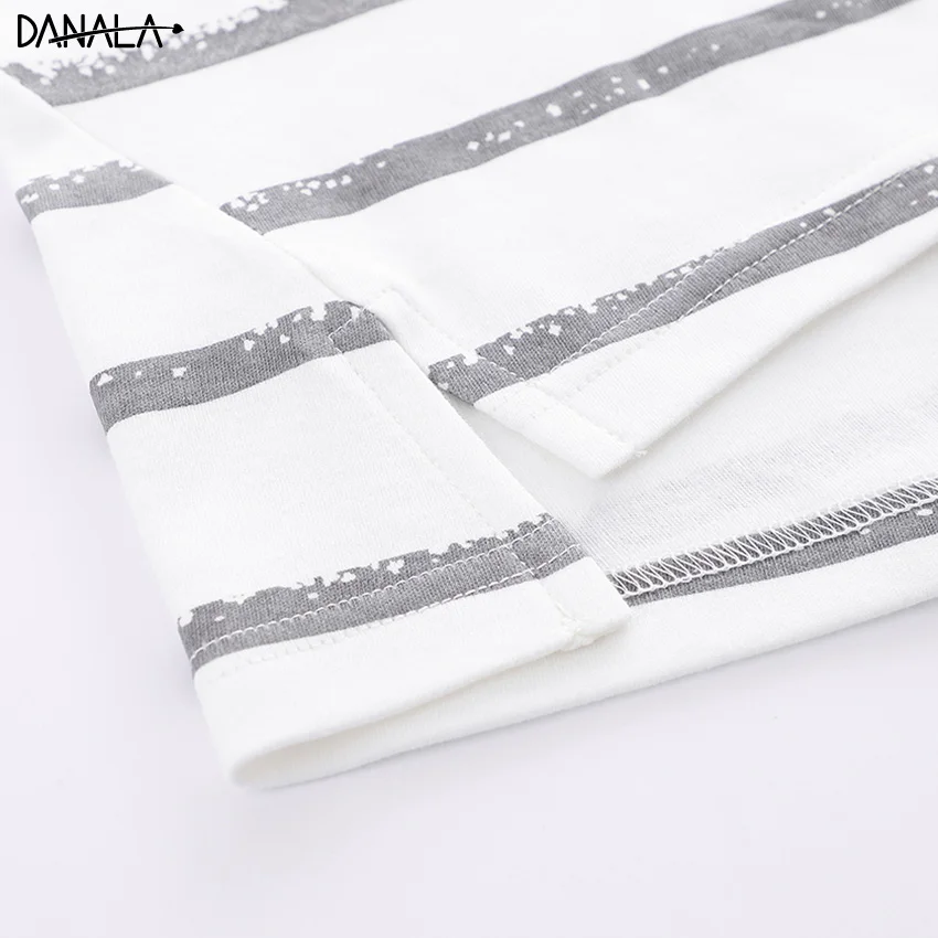 Женский пижамный комплект DANALA хлопковый Повседневный в полоску с длинным