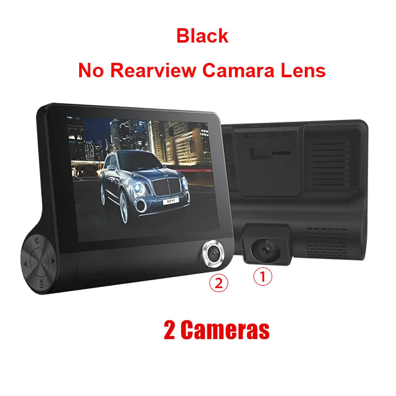 No Rearview Camera Автомобильный видеорегистратор 3 камеры s объектив 4,0 дюймов ips Dash камера двойной объектив с камерой заднего вида видеорегистратор авто регистратор Dvrs ночное видение - Название цвета: No Rearview Camera