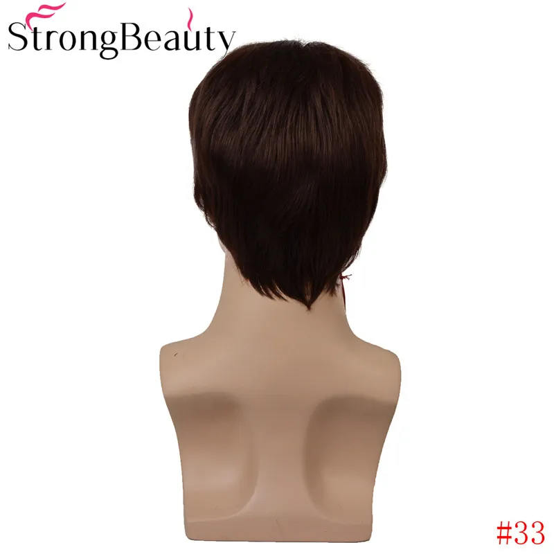 StrongBeauty короткий мужской парик прямой блонд/коричневый синтетический парик мужской Hiar жаростойкий монолитный парик выбор цвета