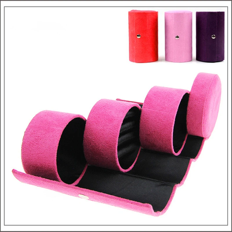 Трехслойная бархатная шкатулка для ювелирных изделий цилиндрический чехол