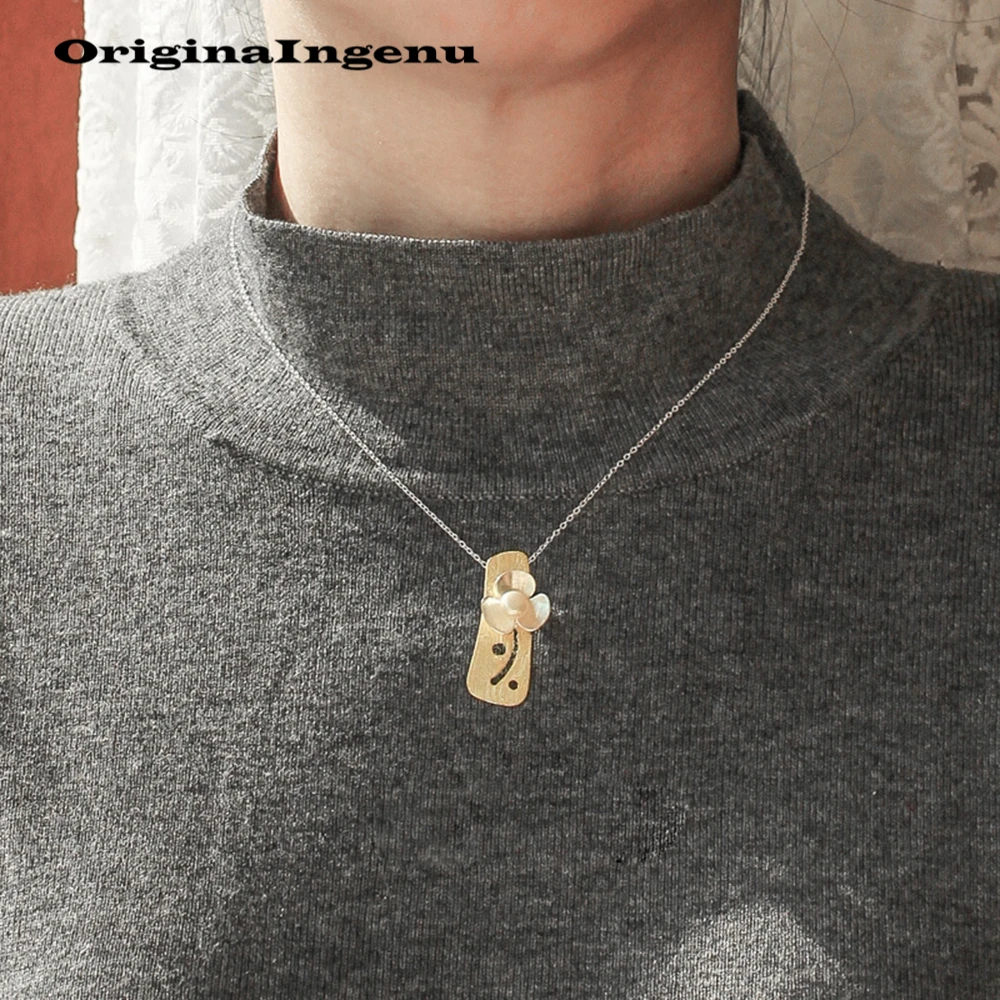 Ожерелье из стерлингового серебра 925 пробы с золотым цветком подвески креативные