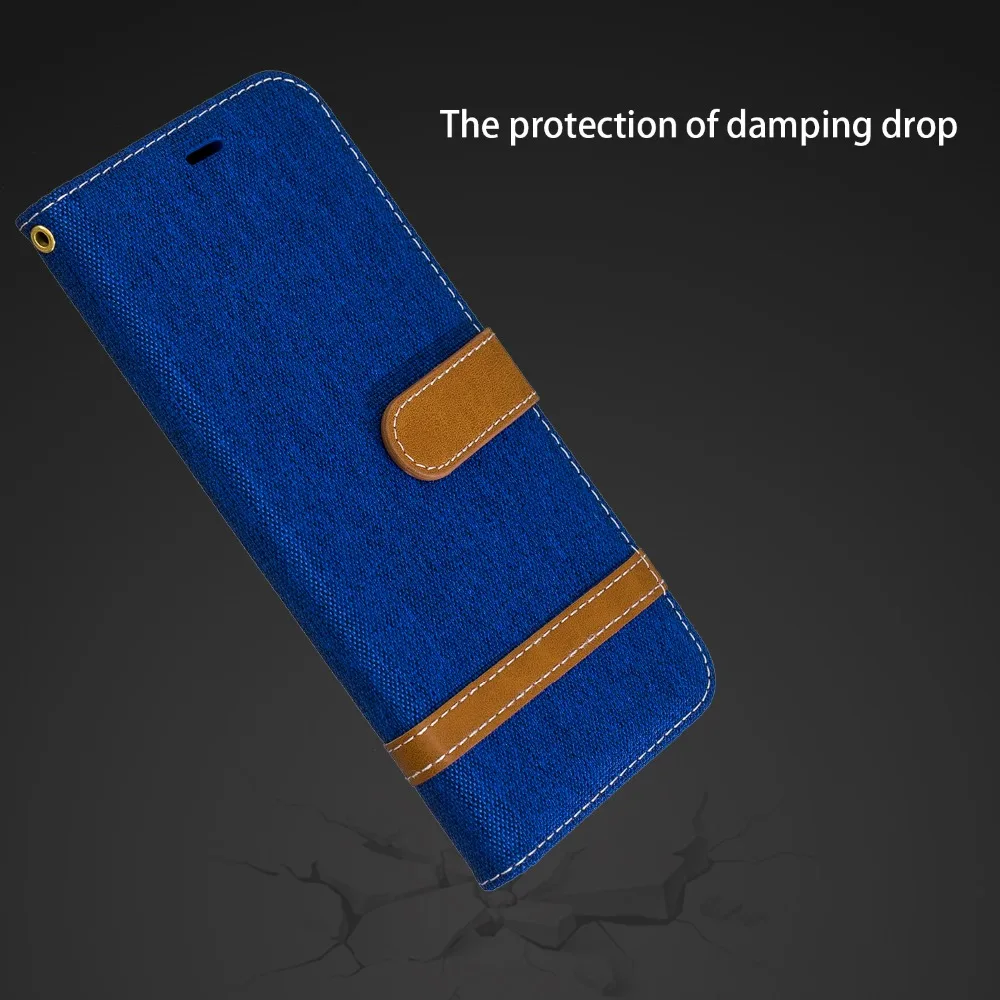 Чехол для Xiaomi Redmi Note 7 Pro глобальная версия матовая джинсовая кожаная откидная