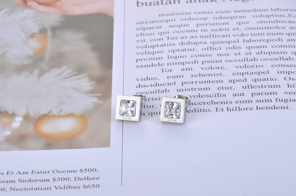 Lokaer модный квадратный CZ Кристалл прекрасный свадебное ожерелье и серьги наборы Титановая Сталь обручальные свадебные украшения для женщин SE023