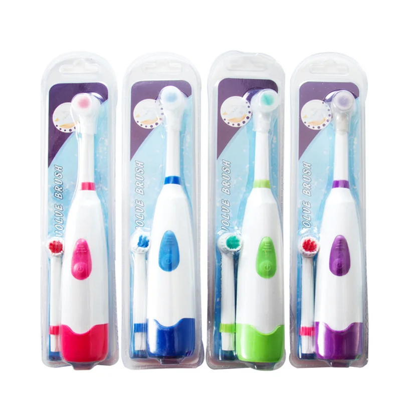 Электрическая зубная щетка с 2 головками на батарейках гигиена полости рта не