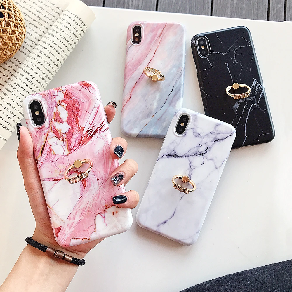 Чехол для телефона SUYACS Marble iPhone 12 Mini Pro Max 11 X XR XS MAX 6 7 8 Plus с кольцом на палец и