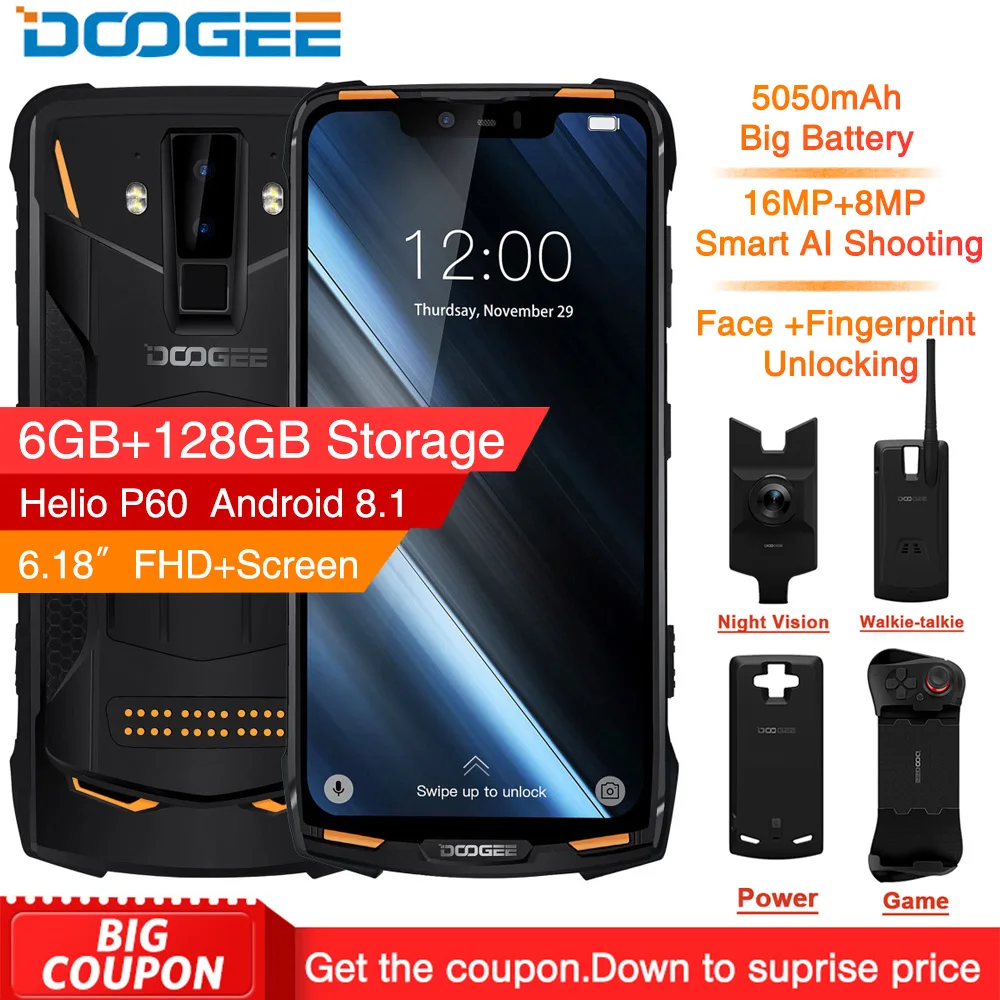 DOOGEE S90 4G мобильный телефон Восьмиядерный NFC 6 18 дюймов 16 МП камера ГБ 128 Android 8 1 MT6671