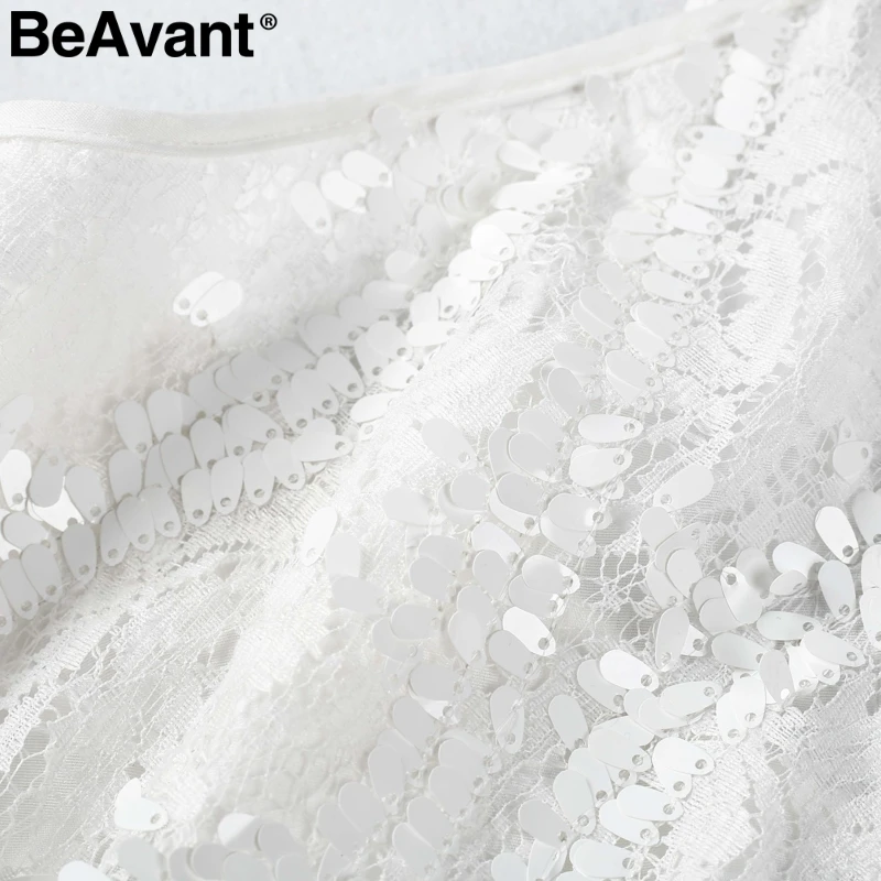 Beavant v образным вырезом Холтер блестками кружевной комбинезон Для женщин без