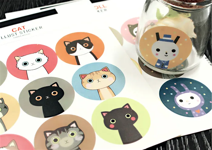 90 шт./лот бумажные декоративные наклейки милая герметизирующая бирка для кошек и