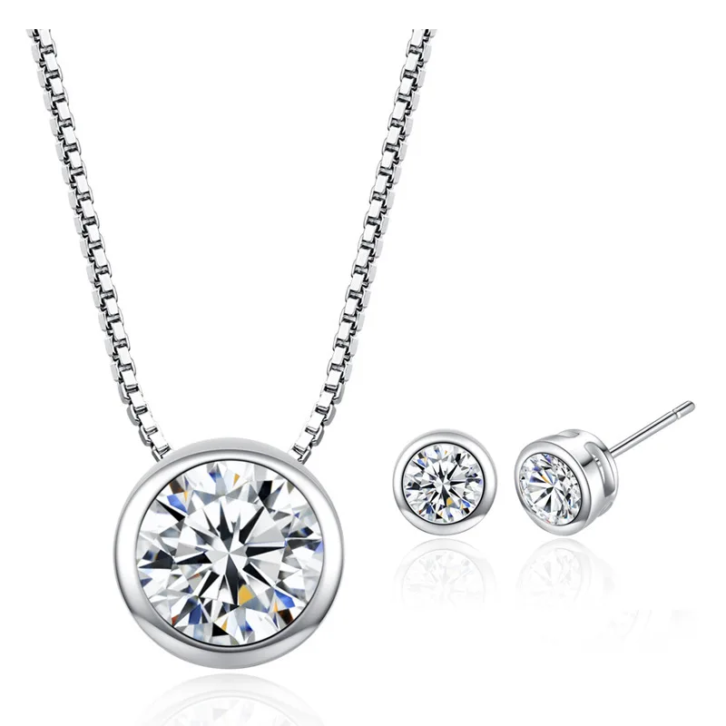 Комплект из колье и серёг с австрийским кристаллом 8 мм/6 мм|bridal wedding jewelry sets|jewelry sets