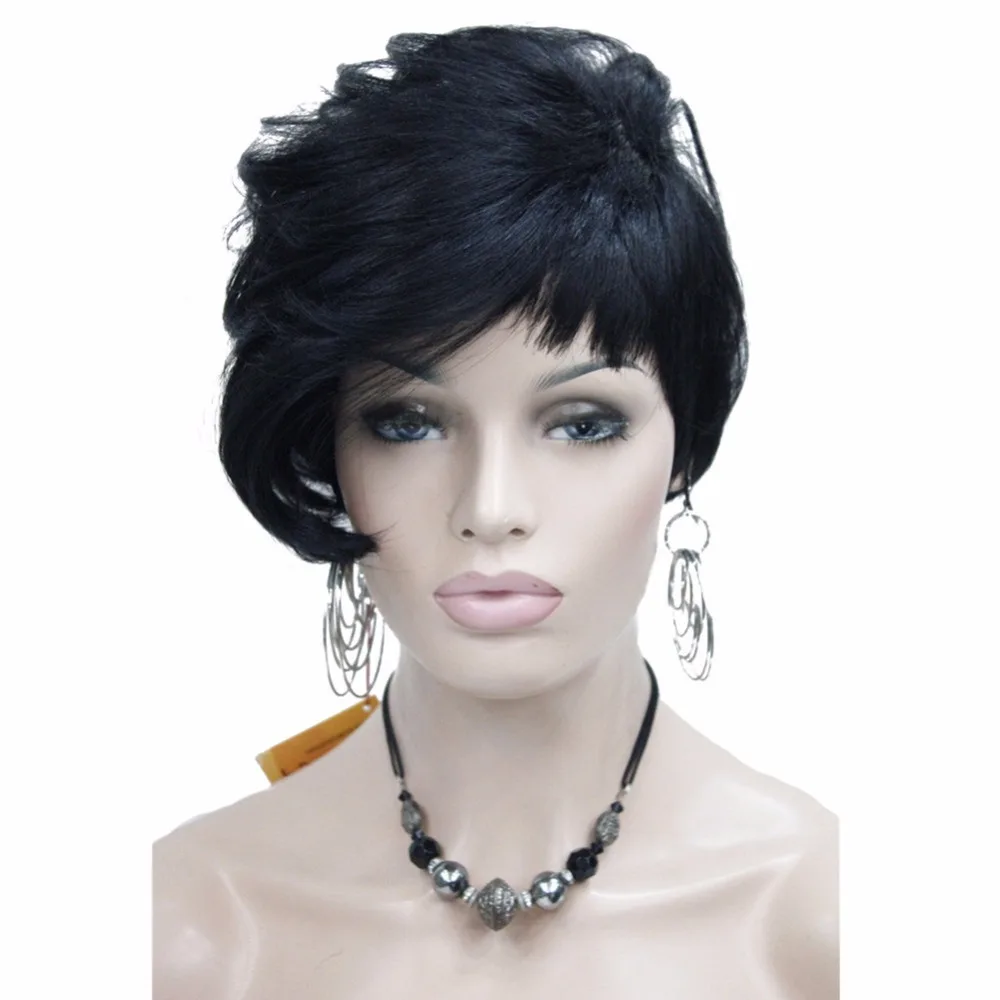 StrongBeauty женские Асимметричные наклонные челки Черный короткий прямой Боб