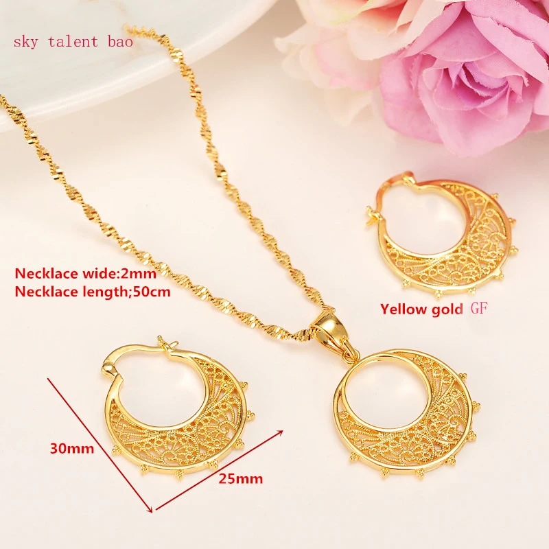 Маленькие серьги-колье для детей 24K реальное желтое однотонное золото GF Эритрея