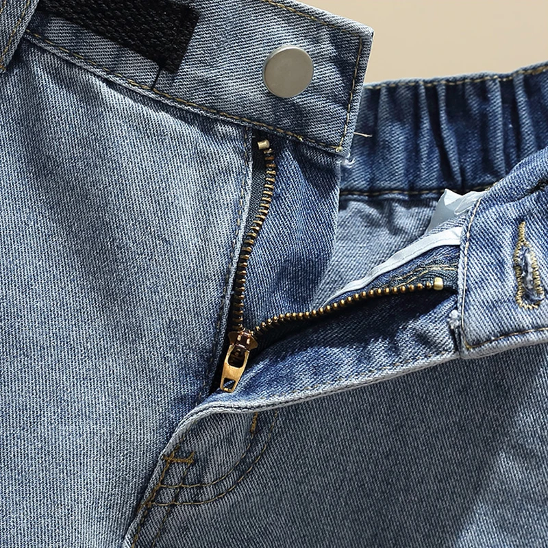 Летние женские джинсовые шорты больших размеров с высокой талией синие брюки