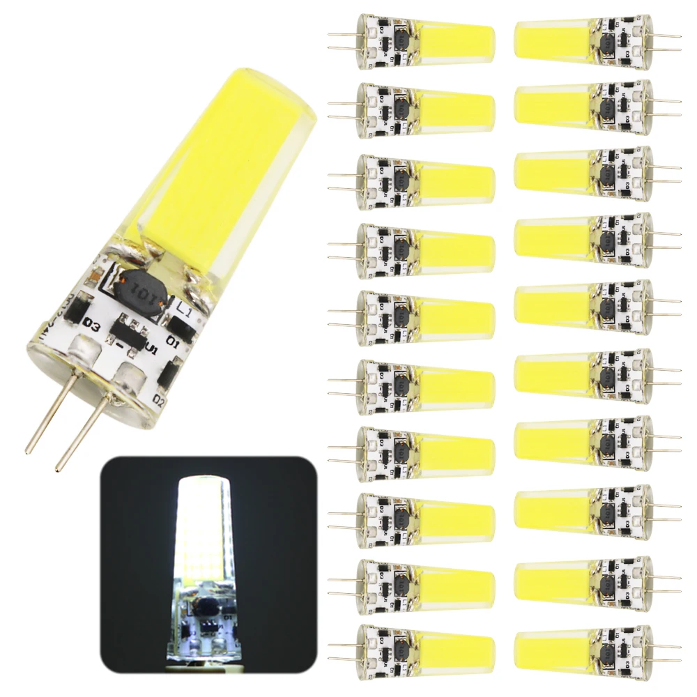 20 шт. Новый G4 COB светодиодный лампы ACDC 12V AC220V 5 Вт Светодиодный лампа с украшением в